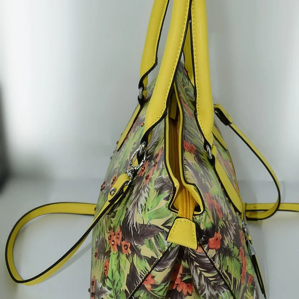 Floral Print Colorful Vegan Leather Shoulder/Crossbody Handbag, NWT - Picture 4 of 6